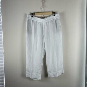 J.Jill XL Petite white linen cropped pull on pants